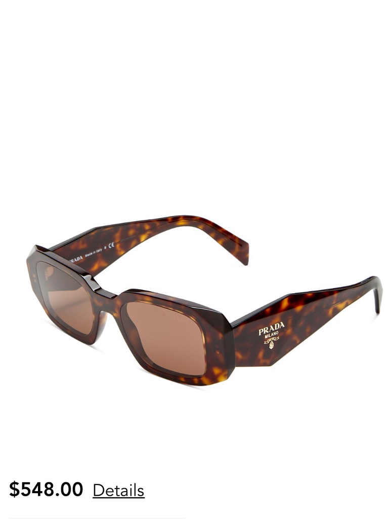 Prada Tortoiseshell Brown Rectangular Sunglasses